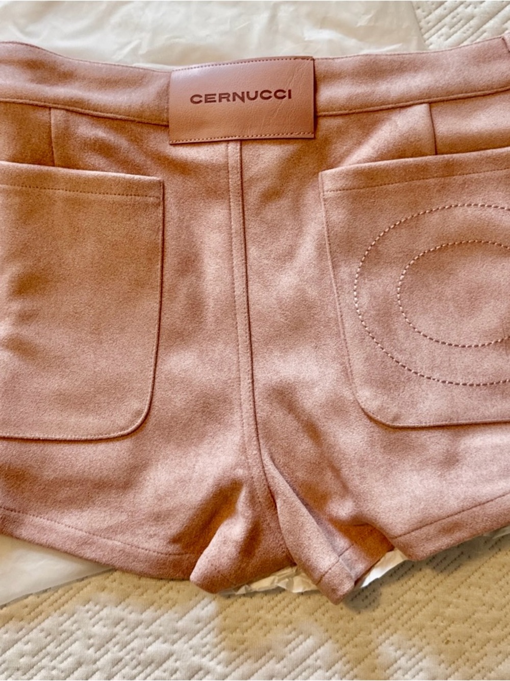 High-Waist Blush Suede Shorts NWT Cernucci M